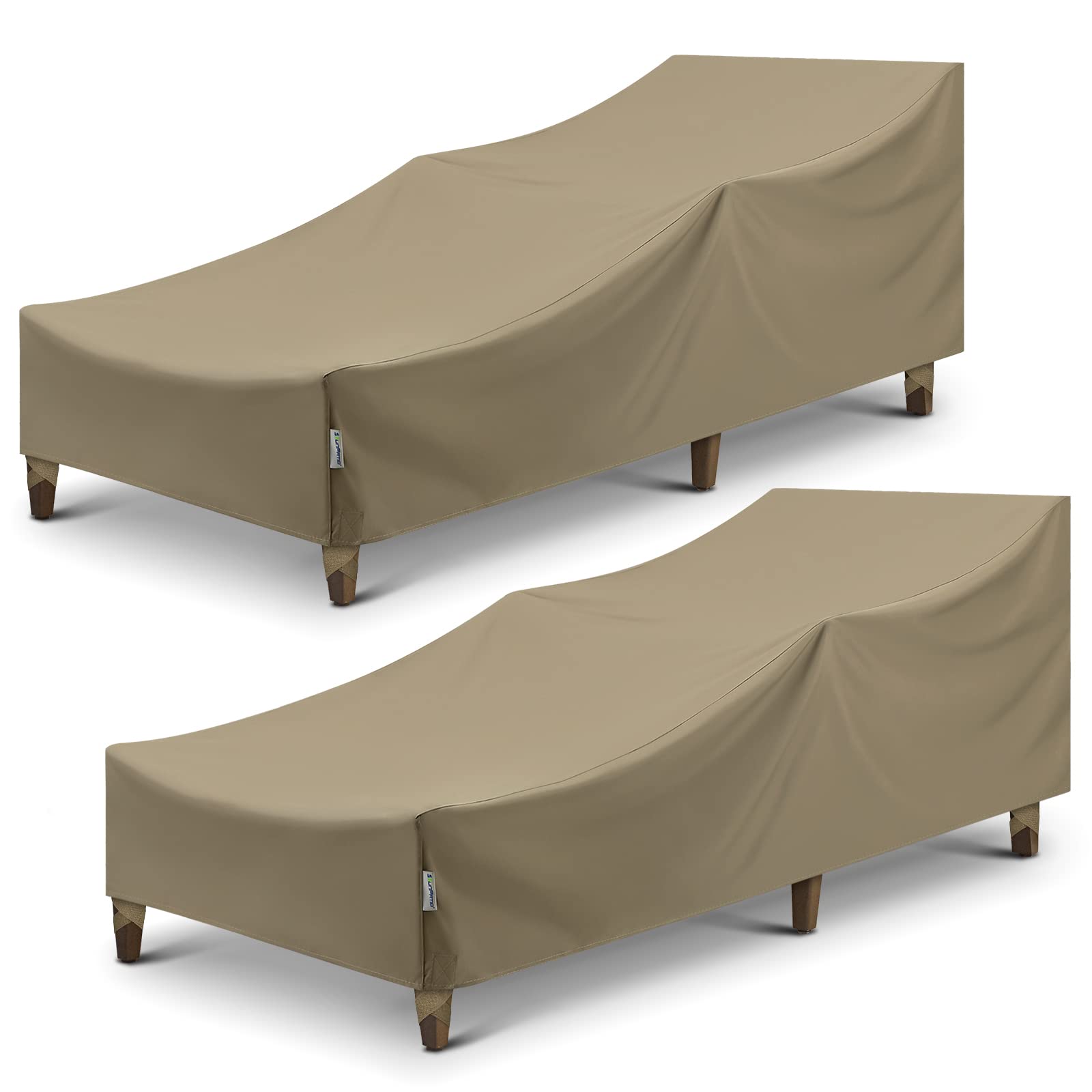 SunPatio Outdoor Chaise Lounge Covers, 2 Pack Patio Chaise Cover 84 L x 30 W x 24 H, Heavy Duty Waterproof Beach Chair Cover wit