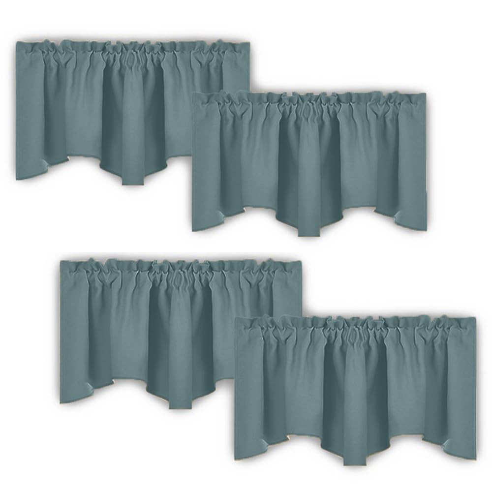 NICETOWN 4 Panels Valance Curtains for Kitchen Blackout Thermal Insulated Solid Rod Pocket Window Curtain Valance for Living Roo