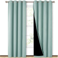 NICETOWN Aqua Blue 100% Blackout Curtain Set, Thermal Insulated & Energy Efficiency Window Draperies for Guest Room, Full Shadin