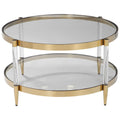 Uttermost Kellen - 32 inch Coffee Table-Gold Finish-Clear Glass