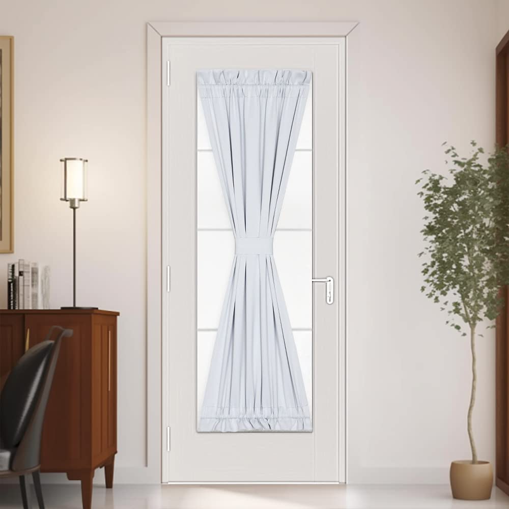 PANOVOUS Blackout Front Door Sidelight Curtains, Rod Pocket French Doors Curtains for Front Door Side Windows with Tieback, Sing