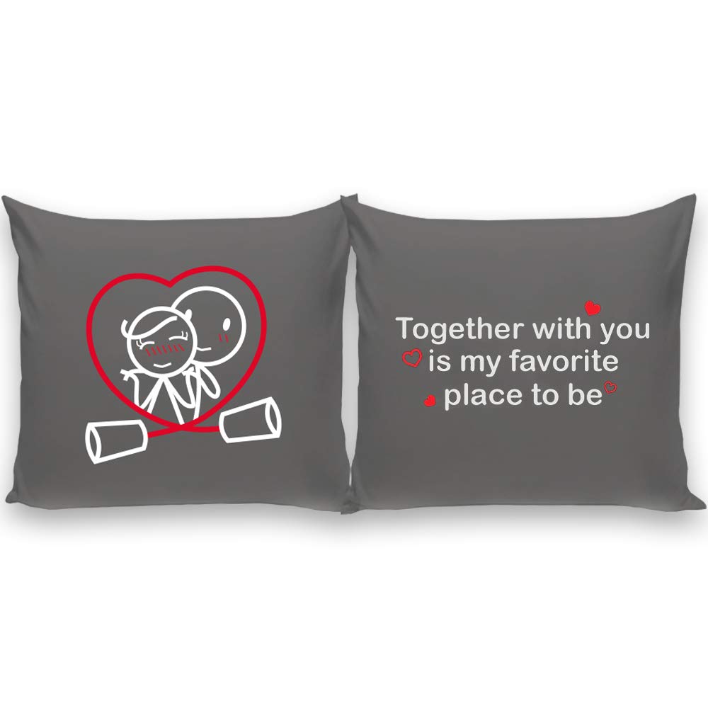 BoldLoft Together is My Favorite Place to Be Couple Pillowcases-Couple Gifts for Him and Her Girlfriend Gifts Wife Gifts Long Di