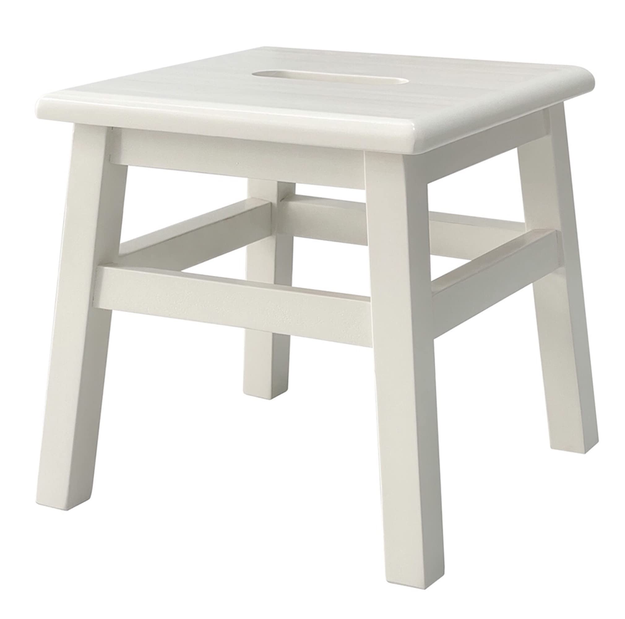 eHemco Solid Hardwood Step Stool for Adults and Kids, 12.25 Inches, Antique White(not Pure White)
