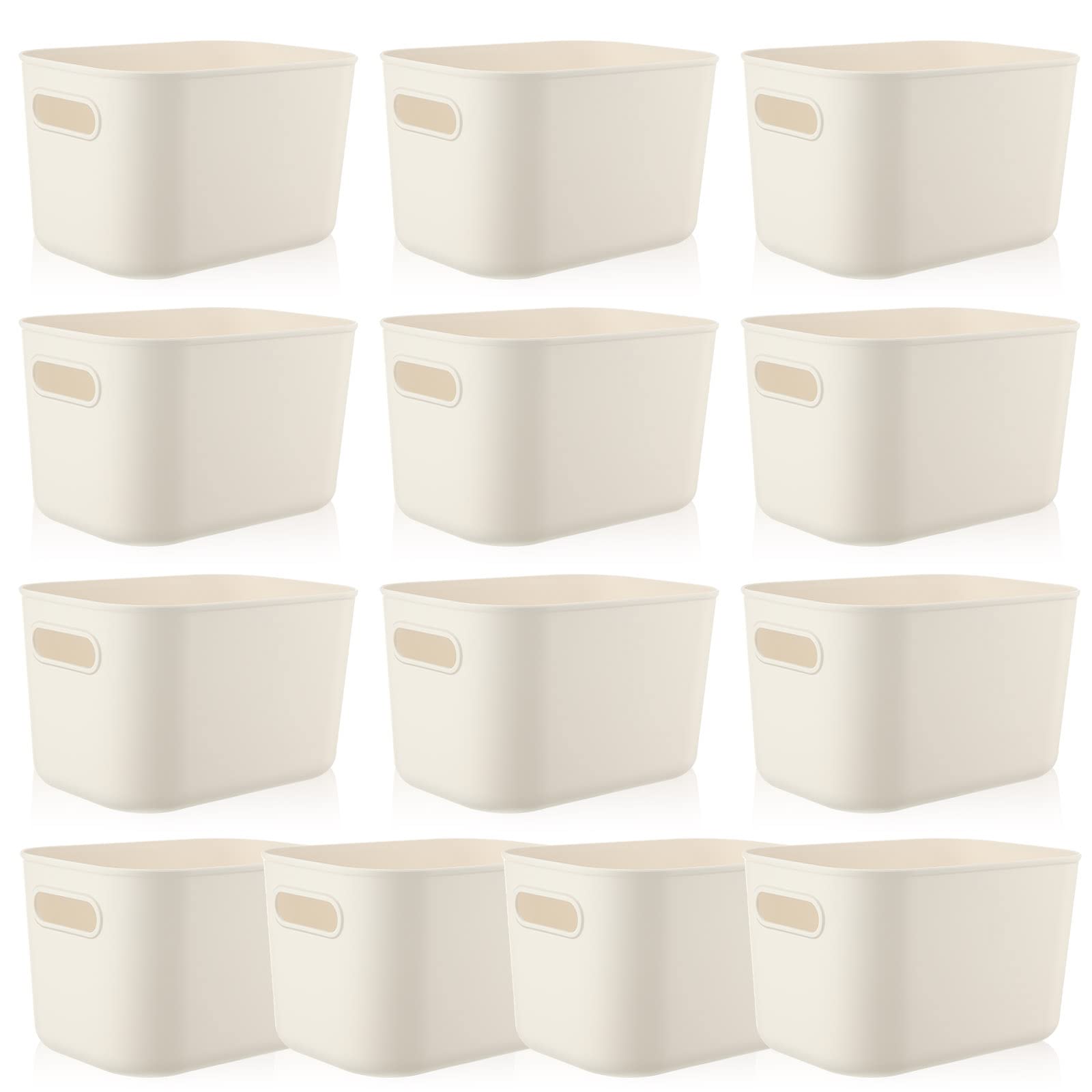 Zopeal Plastic Storage Bins 10 Pcs White Pantry Organizer Bins Small Baskets Storage Containers for Home Kitchen (10 x 7 x 6 Inc
