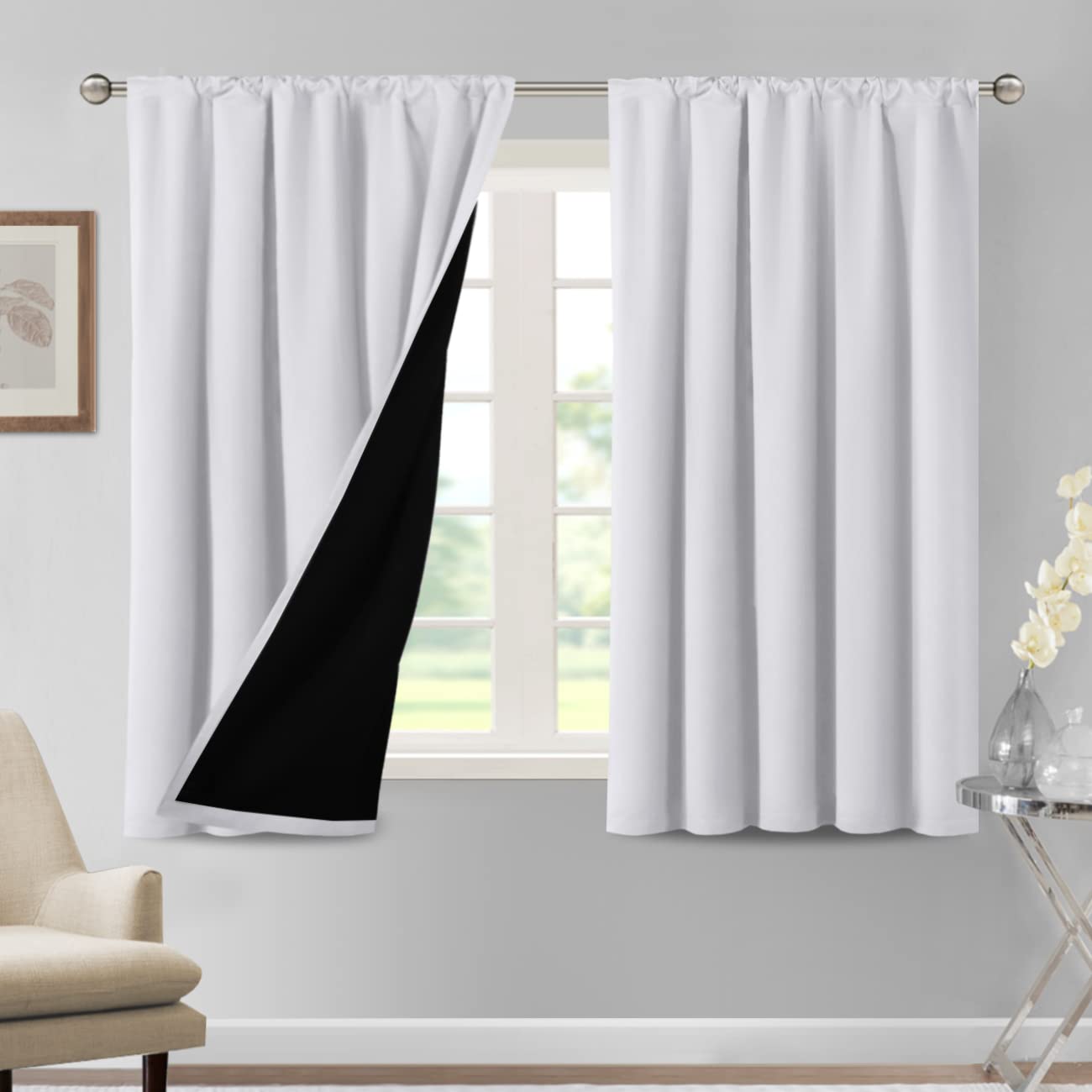 H.VERSAILTEX 100% Blackout Curtains for Bedroom Thermal Insulated Curtains & Drapes Blackout Curtains 54 Inches Long Rod Pocket 