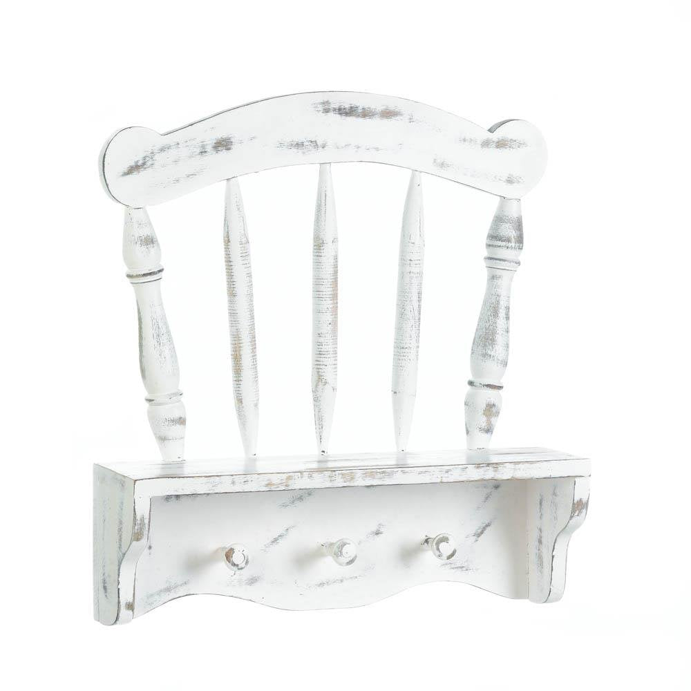 Koehler 10017561 19.5 Inch Distressed White Chair Wall Shelf