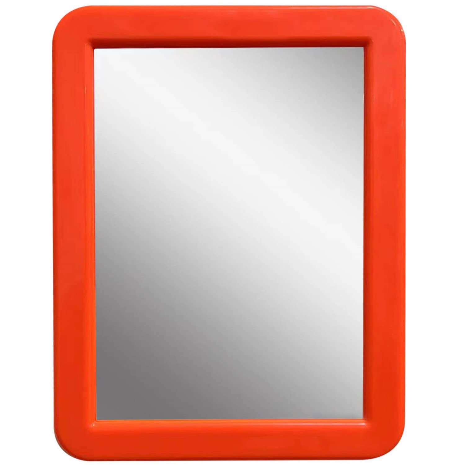 CEREM Magnetic Mirror for Locker, 5x7 inch - Orange Framed Real Glass Make-up Mirror - Locker Accessory for School, Home, Gym, O