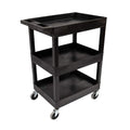 Luxor24 x 18 Plastic Utility Tub Cart- Three Shelf- Black -SEC111-B