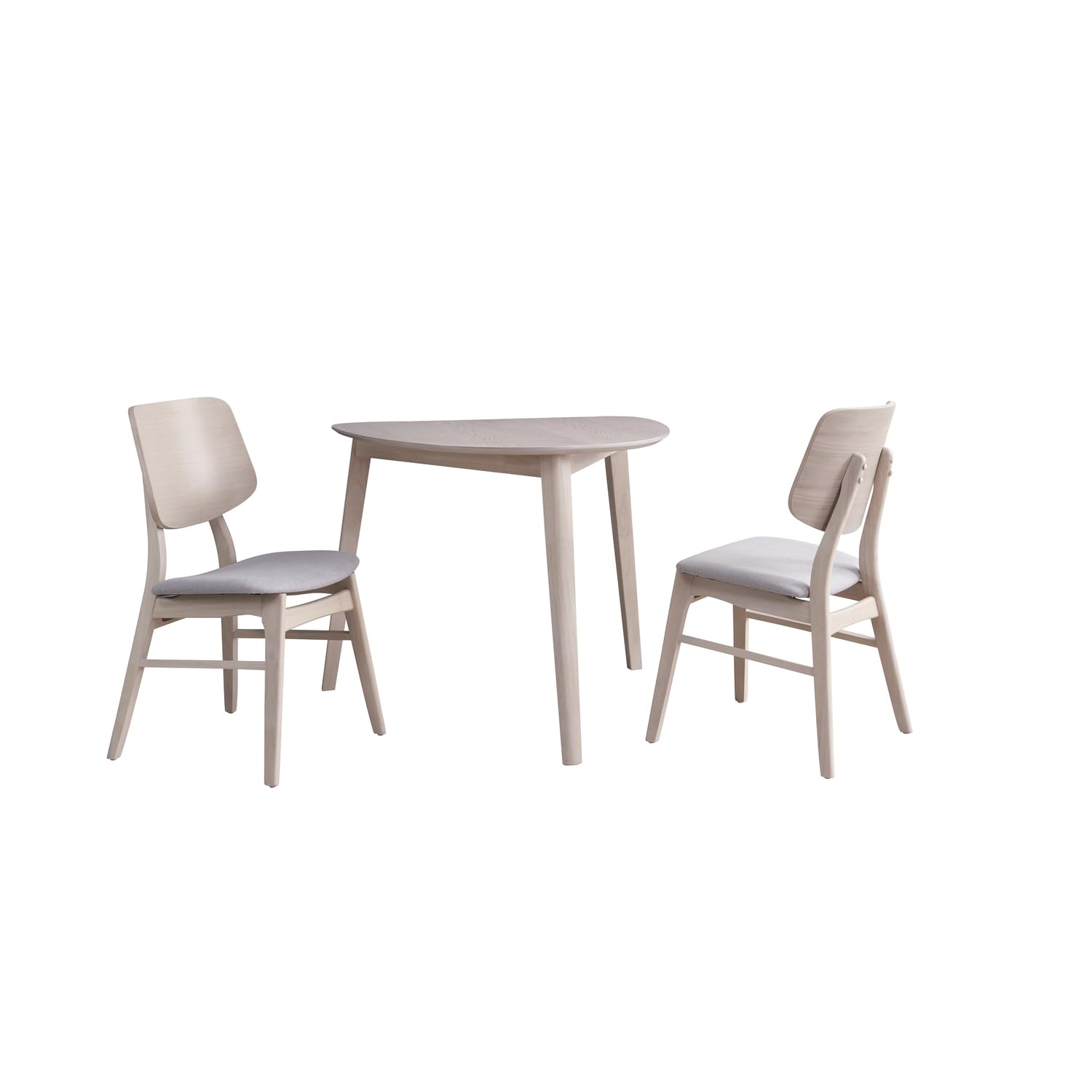 New Classic Furniture Mid-Century Modern Oscar Corner Table 3-Piece Dining Set, White Ash