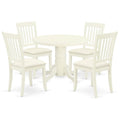East West Furniture SHDA5-WHI-C 5 Piece Modern Dining Table Set Includes a Round Kitchen Table with Pedestal and 4 Linen Fabric 