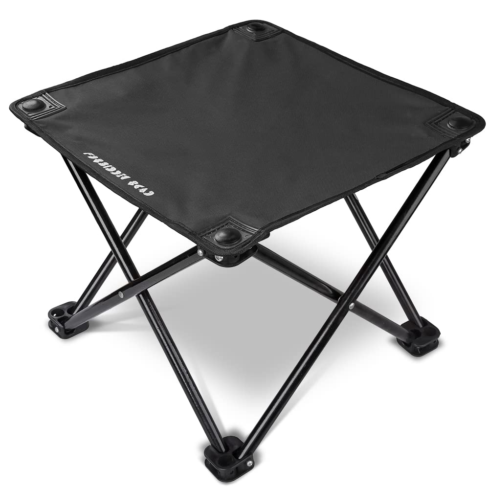 Forbidden Road Camping Stool Portable Footrest for Hiking Fishing Backpacking Beach Travel - Capacity 220lbs (Black, 14.17 * 11.