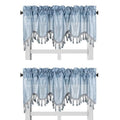 Solid Faux Silk Swag Waterfall Cascade Ascot Window Curtain Valance w/Tassels Trim 55  x18  Wave (2, Slate Blue)