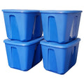 HOMZ 4 Pack Plastic Storage Bins w/ Lids, Medium Room Organizer, 18 Gallon, Blue