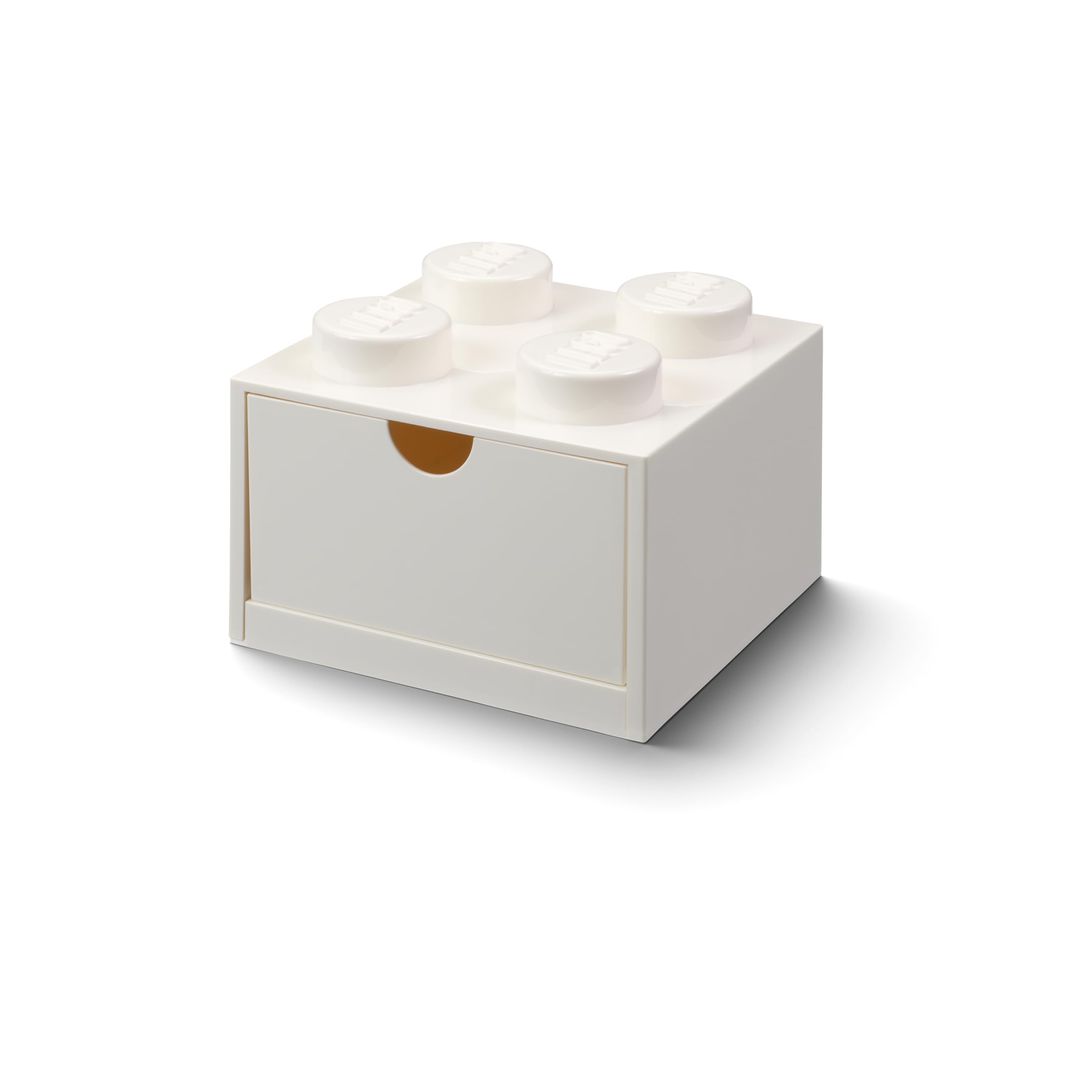 ROOM Copenhagen Lego Storage Brick 4 Desk Drawer, 4-Stud Stackable Tabletop Storage Box, 6.2 x 6.2 x 4.4 in, White