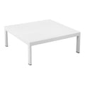 Benjara Cilo 32 Inch Outdoor Coffee Table, White Aluminum Frame, Rectangular Design
