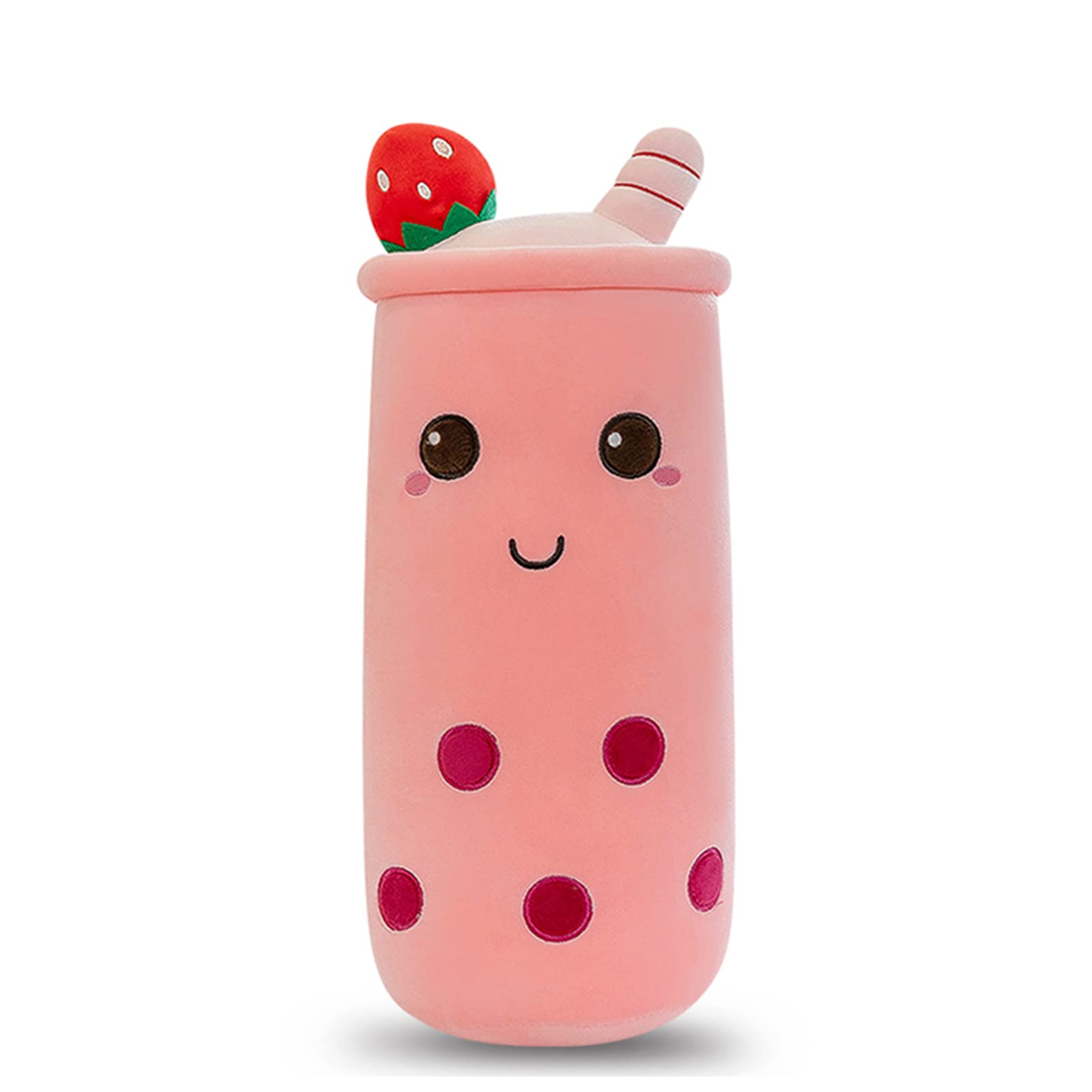 Rexinc Cute Plushies Boba Plush Boba Plushie Long Plush Pillow Bubble Tea Stuffed Animal Gift for Kids Adults (Pink Boba Plush,1