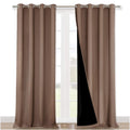 NICETOWN Cold Reducing Curtains, Complete Blackout Shades for Large Windows, 100% Blackout Window Curtain Panels with Black Line