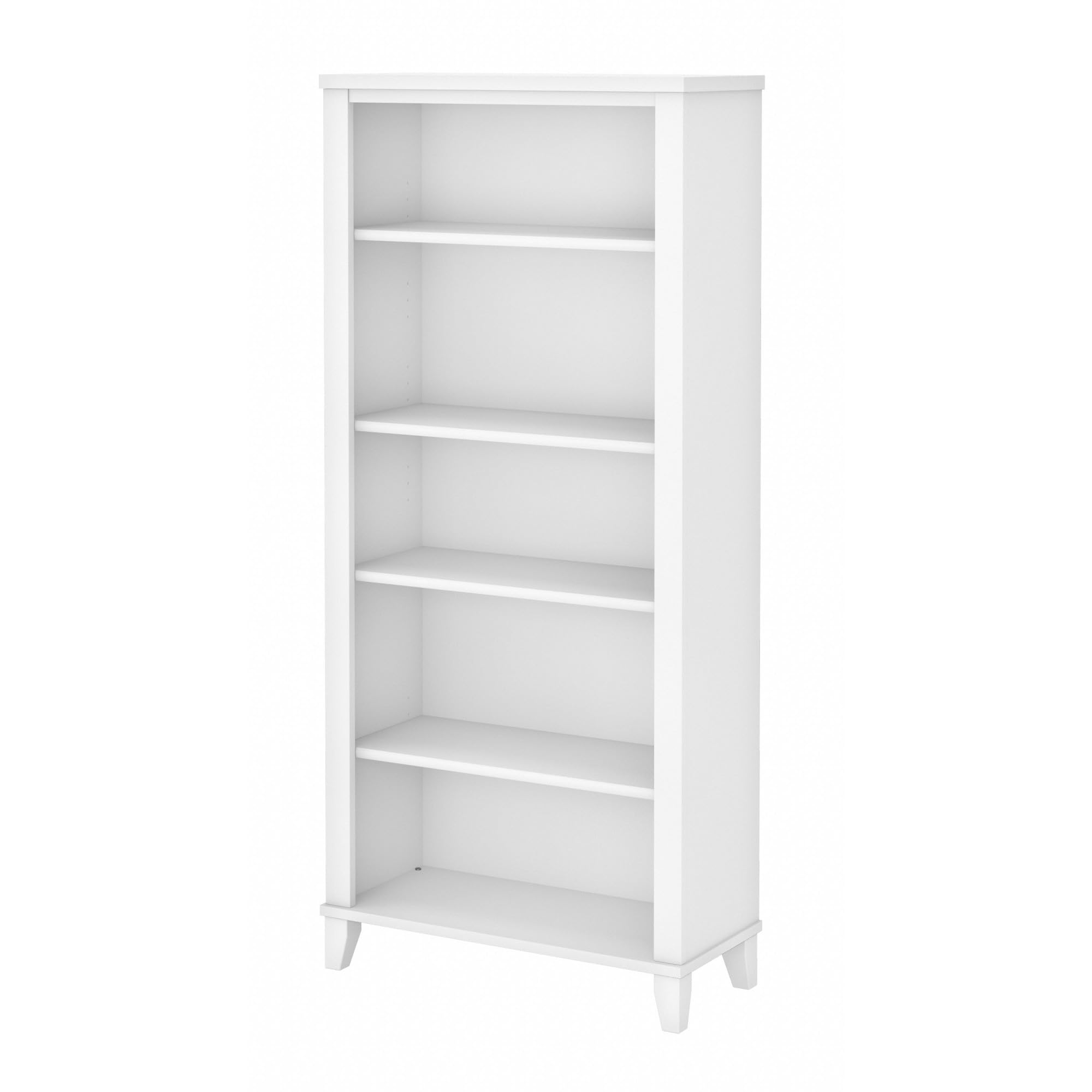 Bush Furniture Somerset 5 Shelf Bookcase in White, Tall Bookshelf, Large Book Shelf for Living Room, Home Office, or Entryway