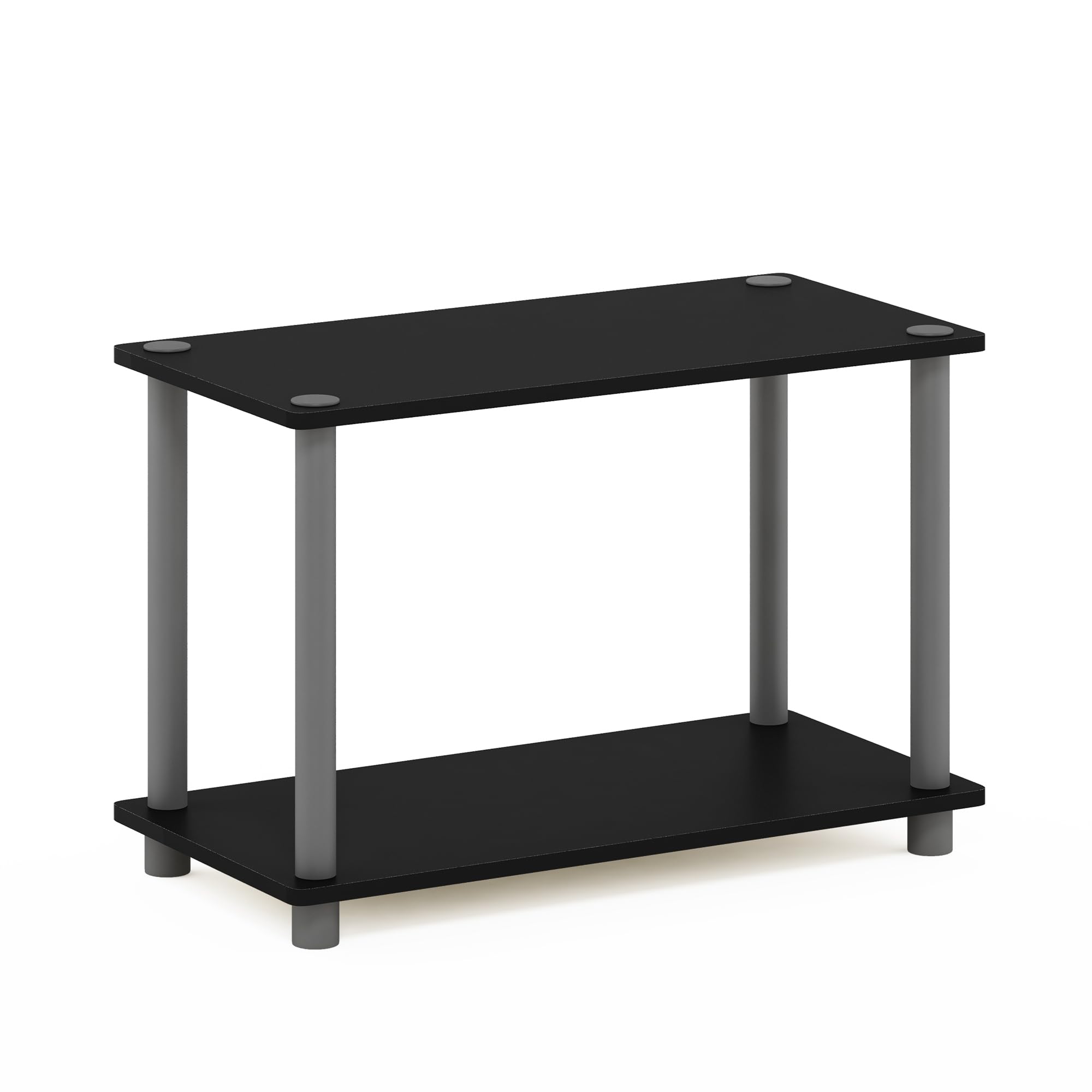 Furinno Turn-N 2-Tier No Tools Tube Shelf/End Table, Single, Black/Grey