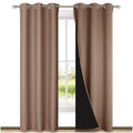 NICETOWN 100% Blackout Curtains Thermal, Noise Cancellation and Privacy Truly Blackout Curtains for Patio Door, Black Lined Blac