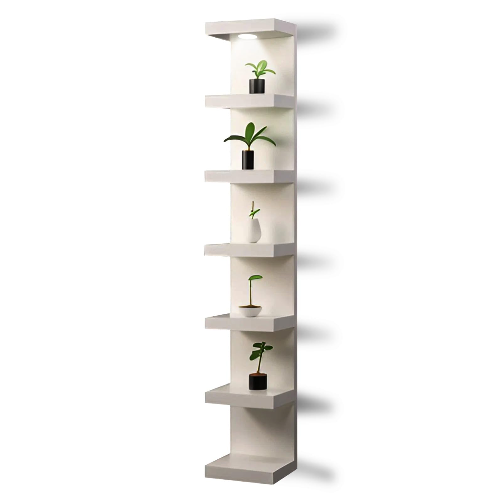 home stuff Wall shelf unit, 11 3/4x74 3/4,Use fixing devices suitable for the walls in your home. (White with LED Light)