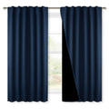 NICETOWN 100% Blackout Bedroom Curtains Navy, Thermal Insulated Black Liner Curtains for Nursery Room, Noise Reducing and Cold B