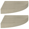 vidaXL Floating Corner Shelves (Set of 2) - Stylish Wall-Mounted Oak Display Shelves - Honeycomb MDF and Metal Material - 9.8x9.
