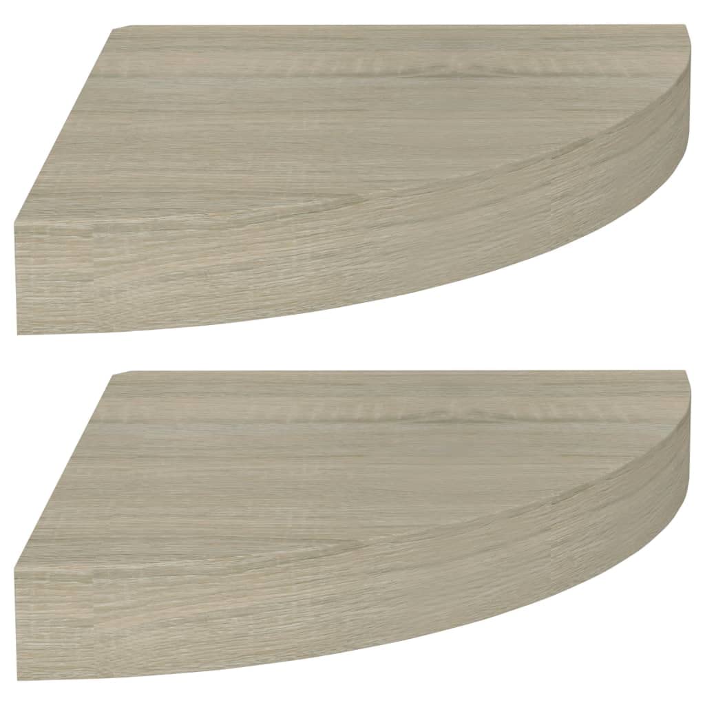 vidaXL Floating Corner Shelves (Set of 2) - Stylish Wall-Mounted Oak Display Shelves - Honeycomb MDF and Metal Material - 9.8x9.