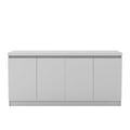 Manhattan Comfort Viennese Collection 6 Shelf Gloss Finished Long Buffet Cabinet / Dining Console with 4 Doors, White Gloss,62.9