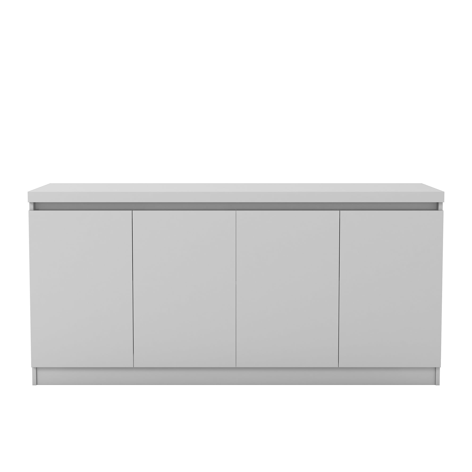 Manhattan Comfort Viennese Collection 6 Shelf Gloss Finished Long Buffet Cabinet / Dining Console with 4 Doors, White Gloss,62.9