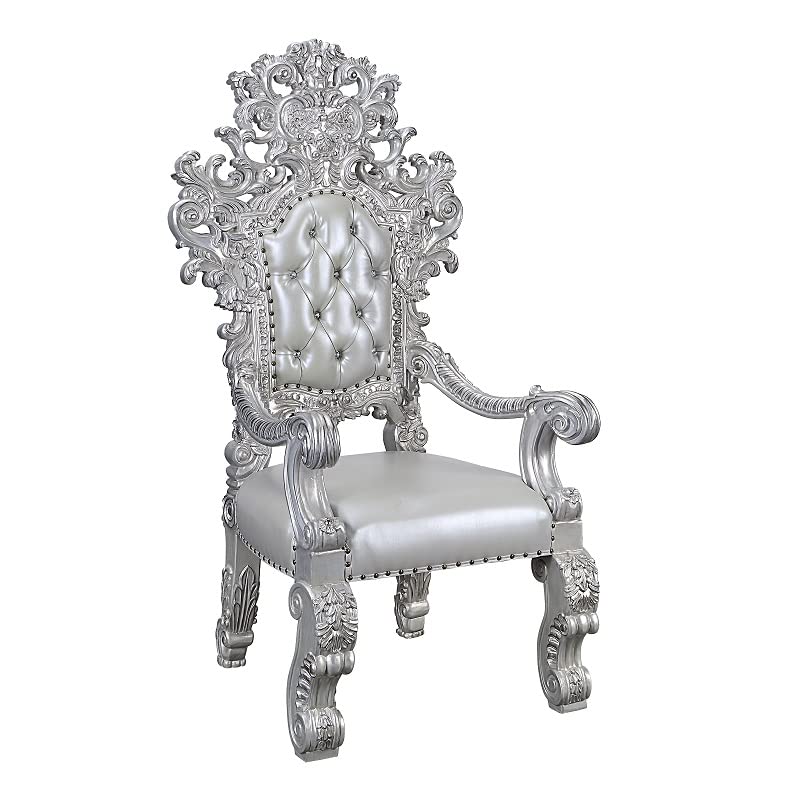 ACME Furniture Set of 2 PU Dining Arm Chairs with Button Tufted