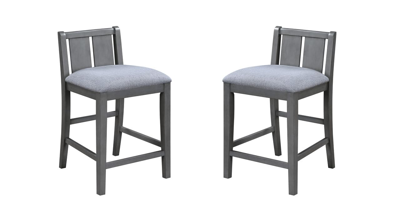 Graham Set of 2 Gray Finish Upholstered Seat Counter Height Chair