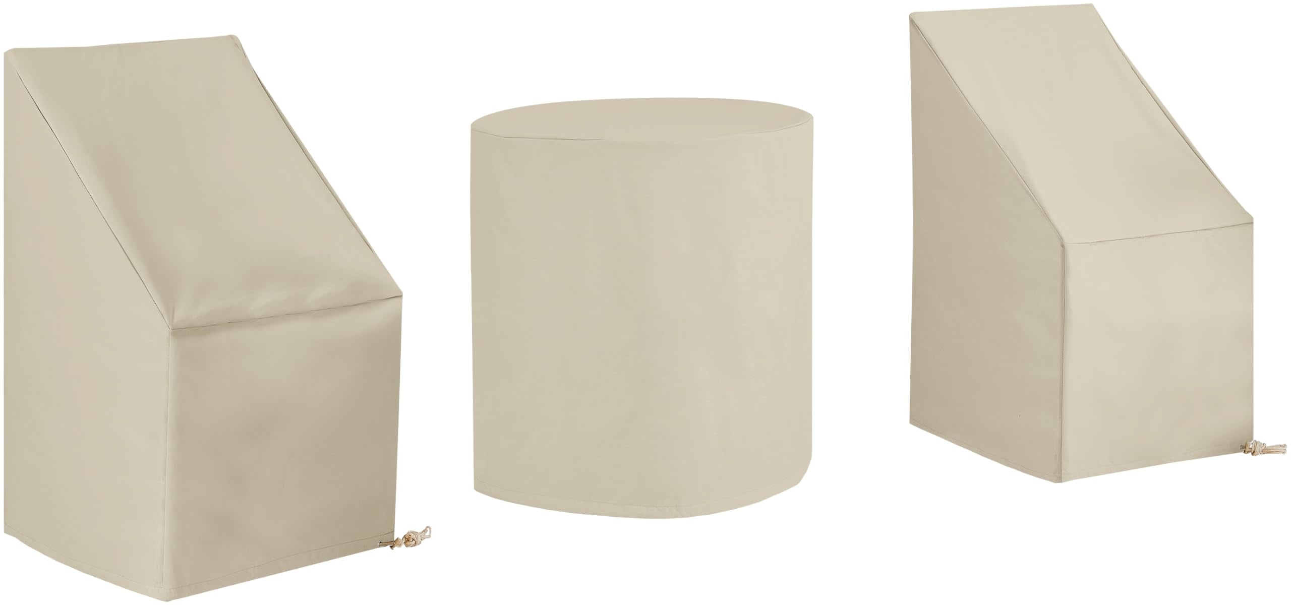Crosley Furniture Patio Furniture Covers, Waterproof 3-Piece Cover Set for Outdoor Chairs and Bistro Table, Tan