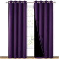 NICETOWN 100% Blackout Curtains with Black Liner Backing, Thermal Insulated Curtains for Living Room, Noise Reducing Drapes, Roy