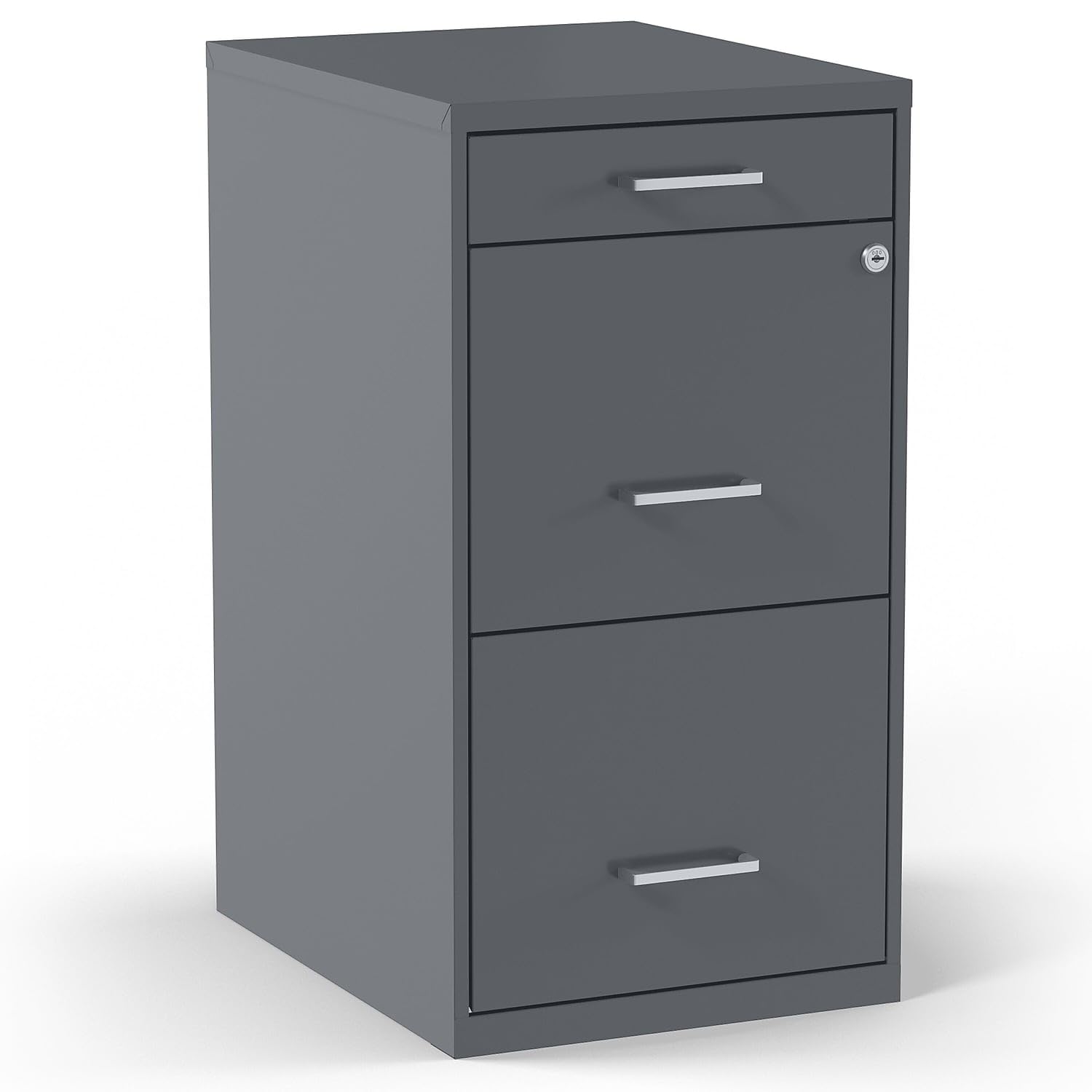 Staples 3-Drawer Vertical File Cabinet, Letter Size Documents, Lockable & Mobile, 18.9 D x 14.3 W x 26.8 H, Charcoal