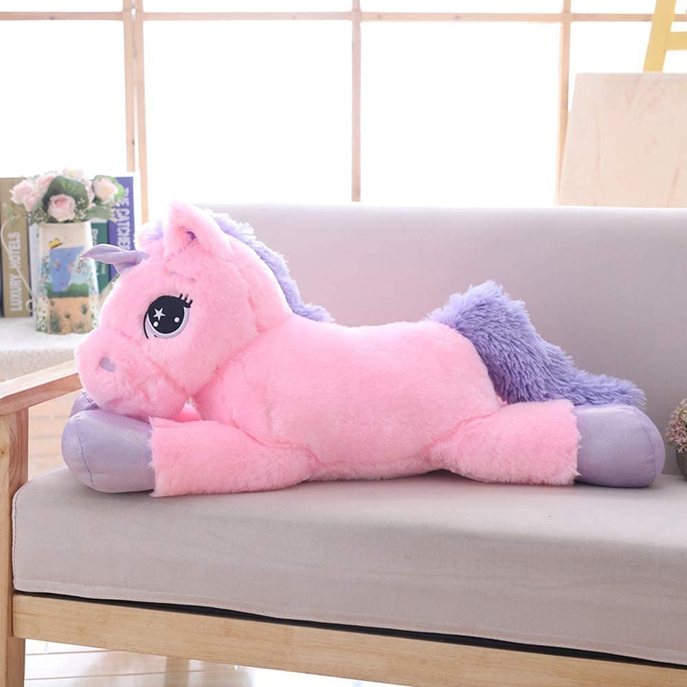 Lanmore 24 Big Unicorn Stuffed Animal, Giant Animal Plush Pillow Unicorn Body Hugging Pillow for Girls, Gift for Christmas Birth
