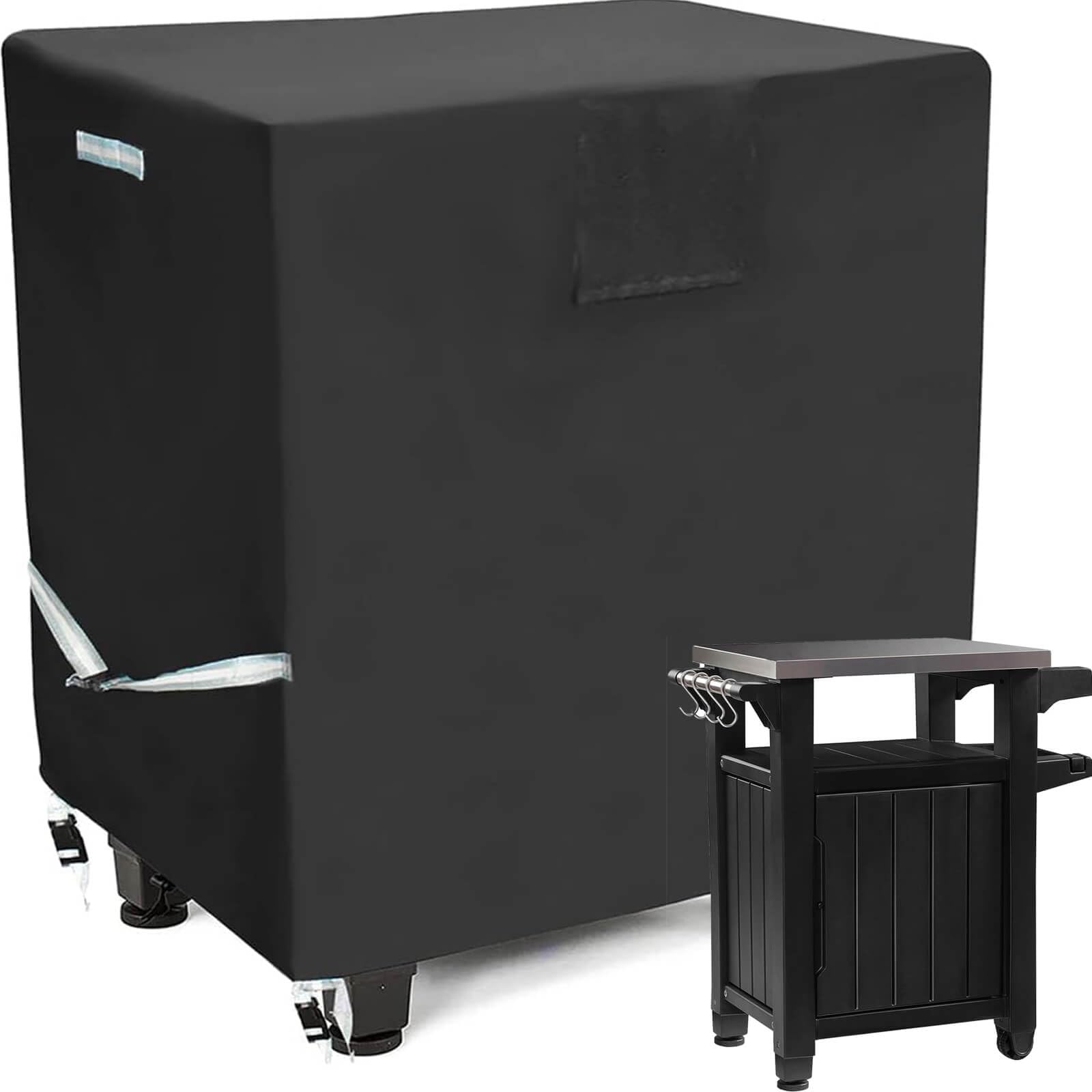 Outdoor Grill Cart Prep Table Cover 600D for 30-inch Keter Unity Portable Outdoor 40 Gal Table with Storage Cabinet, Waterproof 
