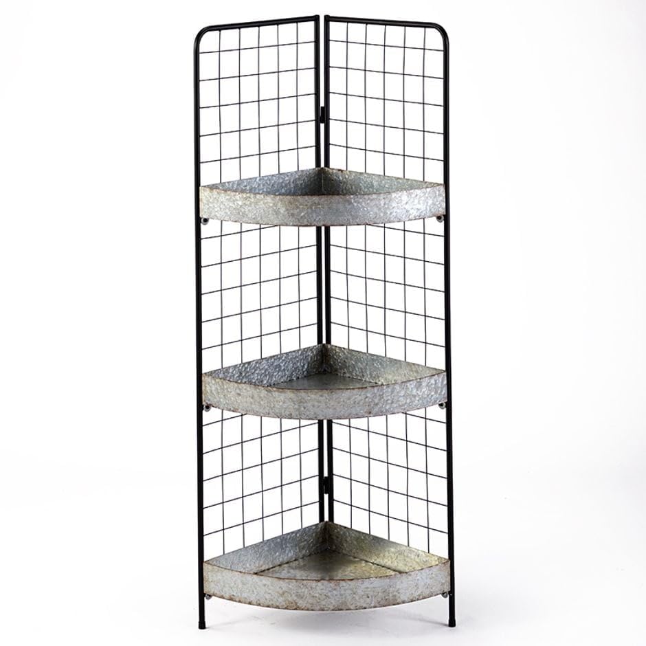 3-Tier Metal Corner Shelves - Gray