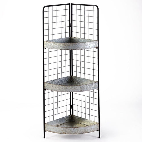 3-Tier Metal Corner Shelves - Gray