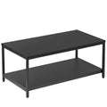 SUPER DEAL 2-Tier Coffee Table with Storage Shelf for Small Apartment Living Room, Rectangle Wood and Stable Metal TV Stand Side