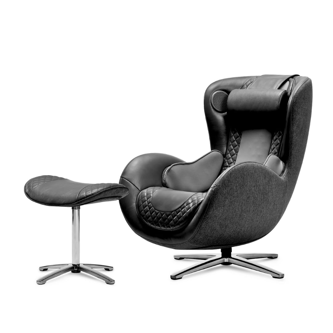 Nouhaus Heated Classic Massage Chair Full Body and Spot Massaging Recliner with Ottoman, Bluetooth Speaker, in-Chair Charger. Po