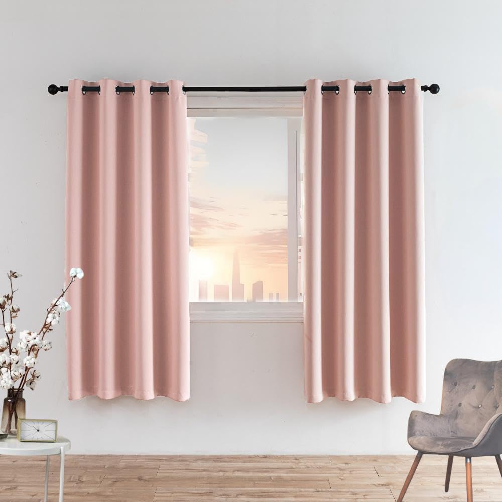 MANGATA CASA Pink Blackout Curtains Grommets 2 Panels for Bedroom-Window Curtain Drapes for Living Room-Darkering Thermal Drapes