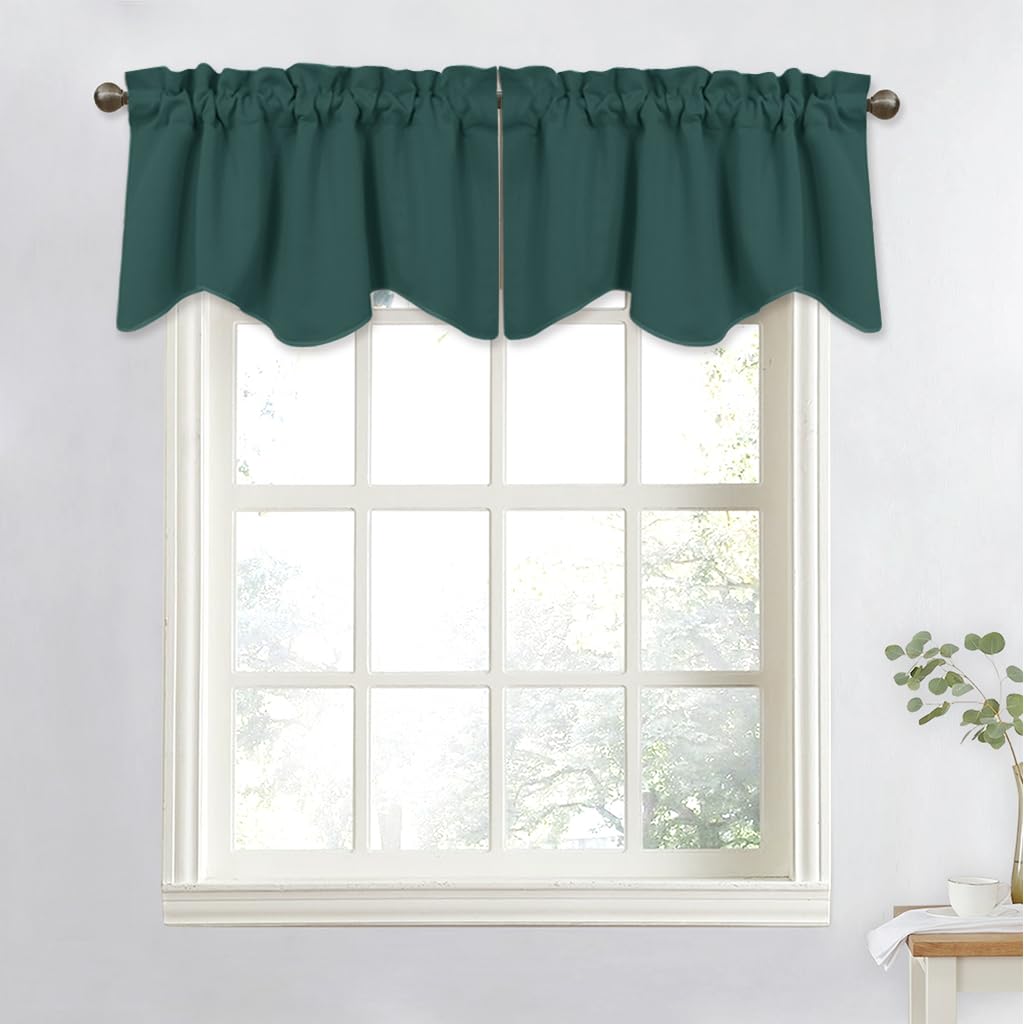 NICETOWN Blackout Valance for Kitchen - Thermal Insulated 52 inches by 18 inches Half Window Tier with Rod Pocket for Basement/K
