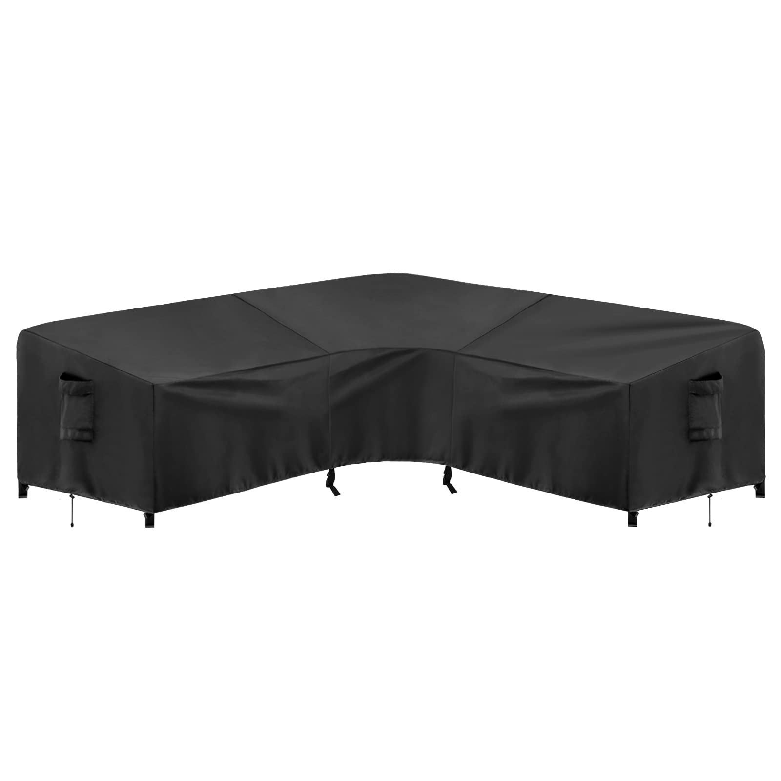 PureFit Outdoor Sectional Sofa Cover Waterproof V Shaped Patio Furniture Covers for Deck, Lawn and Backyard, 89   x89   , Black