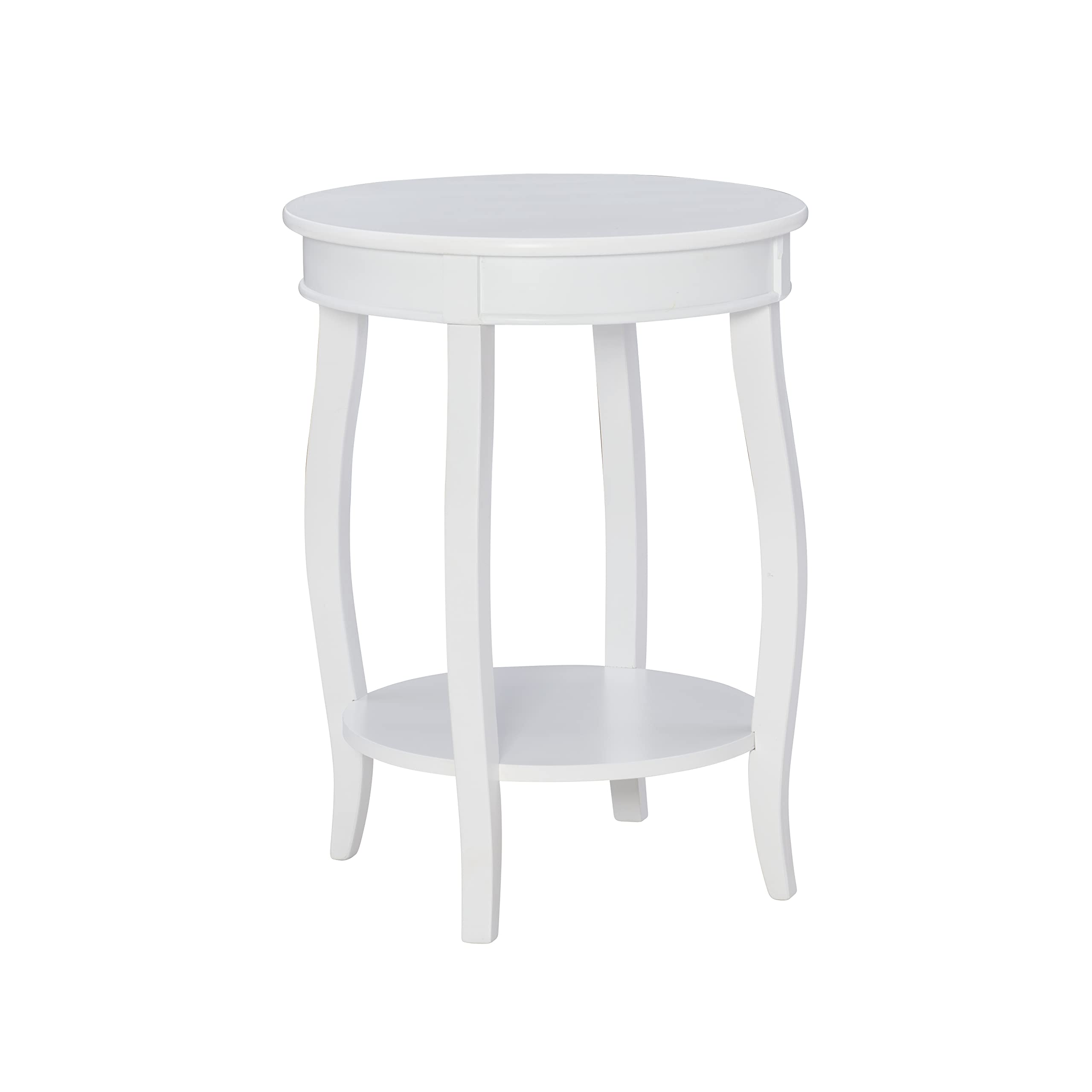 Powell Furniture Powell Round Shelf, White Table, 18 x 18 x 22 Tall
