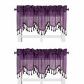 Solid Faux Silk Swag Waterfall Cascade Ascot Window Curtain Valance w/Tassels Trim 55  x18  Wave (2, Plum)