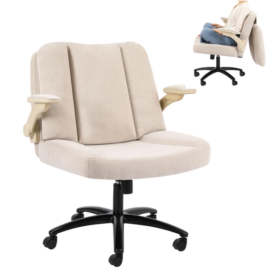 Pipersong Criss Cross Chair with Arms, Plus Size Cross Legged Desk Chair with Flexible Back Cushion, Adjustable Arm Rest, Extra 