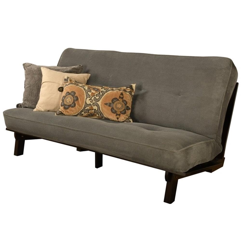 Kodiak Furniture Carson Full Size Futon Frame and Mattress Set - Java Brown Finish Wood Futon Frame with Mattress Included in Ma