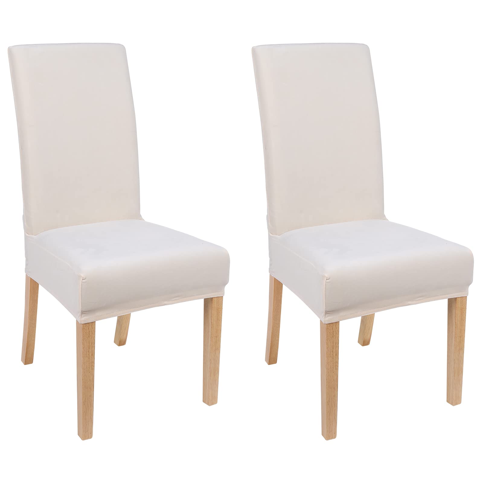 smiry Velvet Stretch Dining Room chair covers Soft Removable Dining chair Slipcovers Set of 2, gream