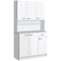 HOMCOM 71 Freestanding Buffet with Hutch, Kitchen Storage Cabinets, Pantry with 6 Doors, 3 Adjustable Shelves, and Drawer for Li